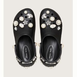 Embellished Black Pearl Crocs-Style Clog